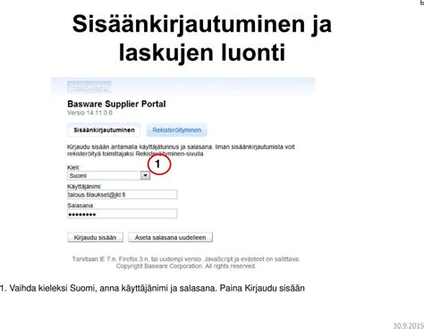 Sisäänkirjautuminen ja rekisteröityminen 